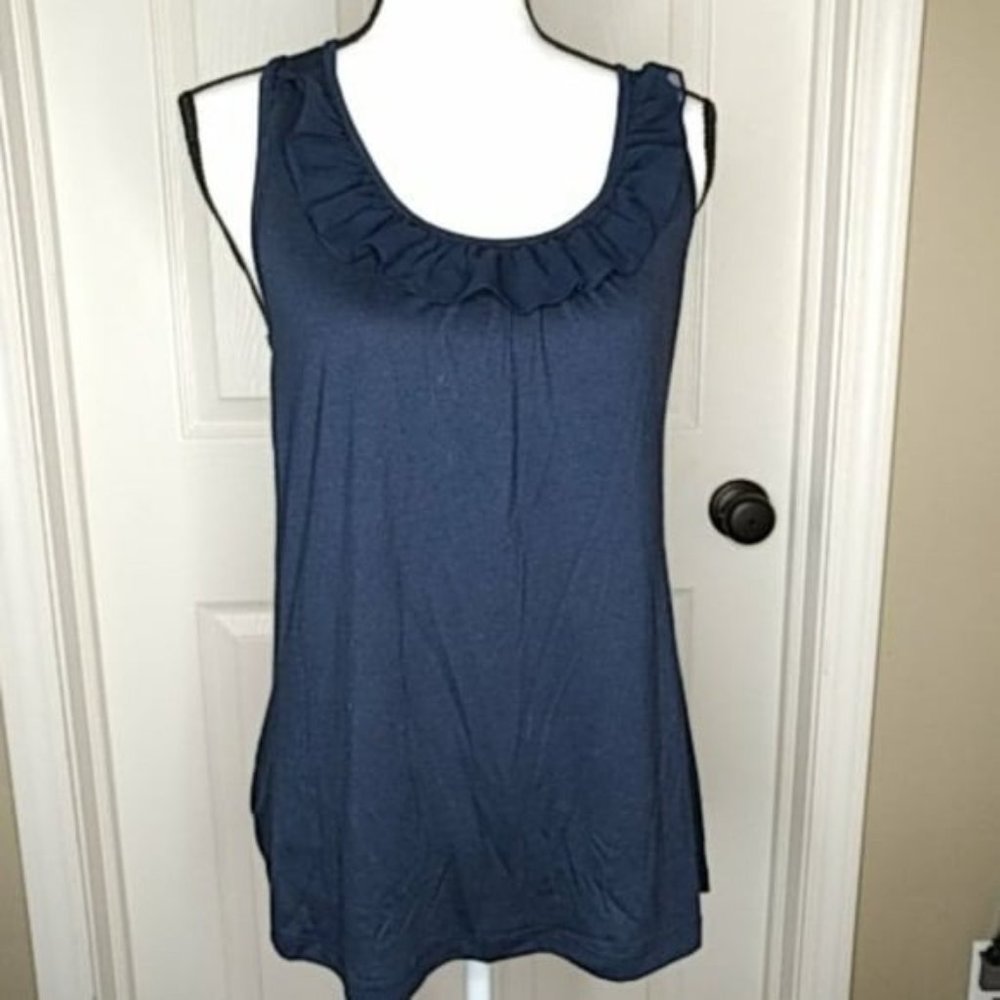 Charlotte Russe Navy Ruffled Tank Zipper Back M